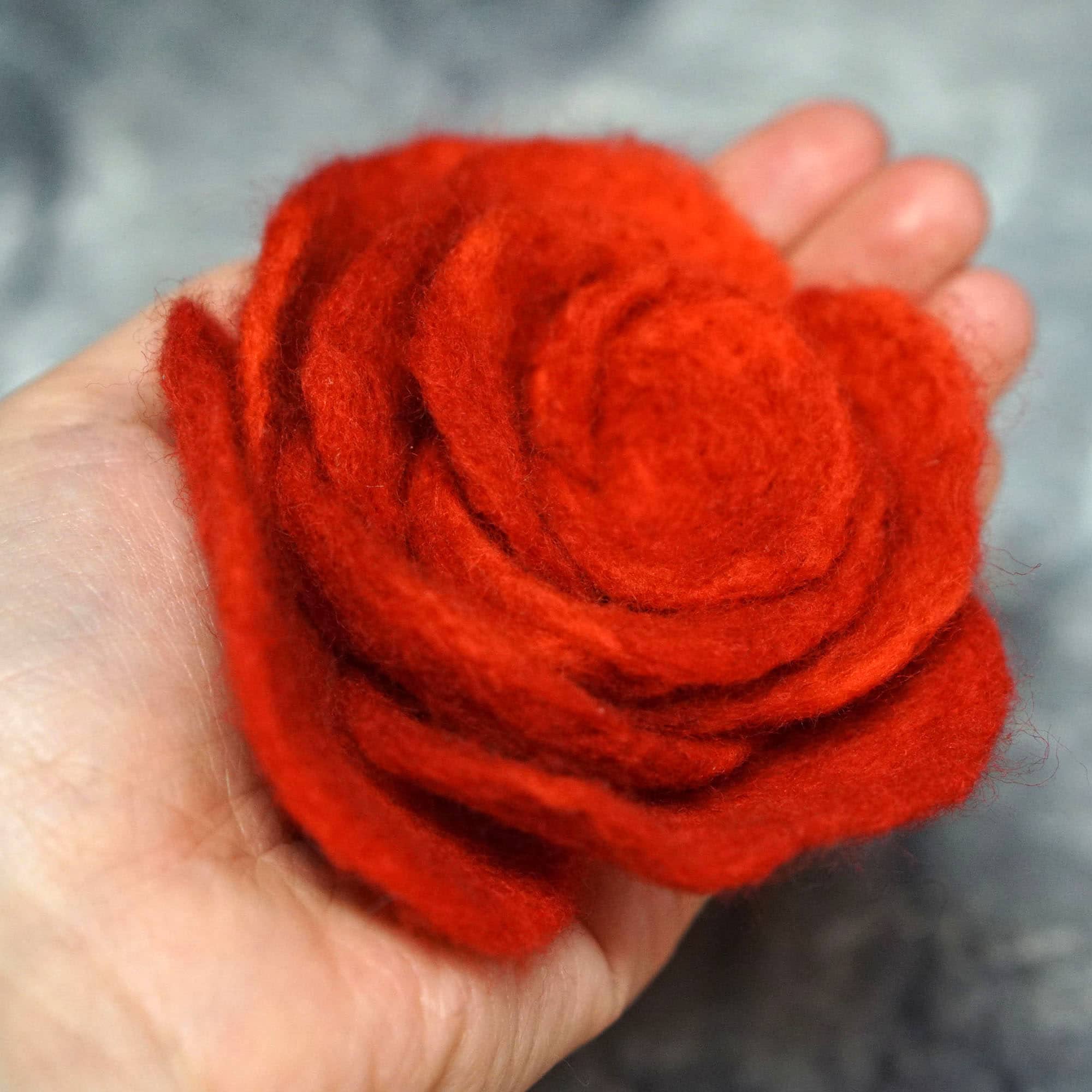felt brooch red rose