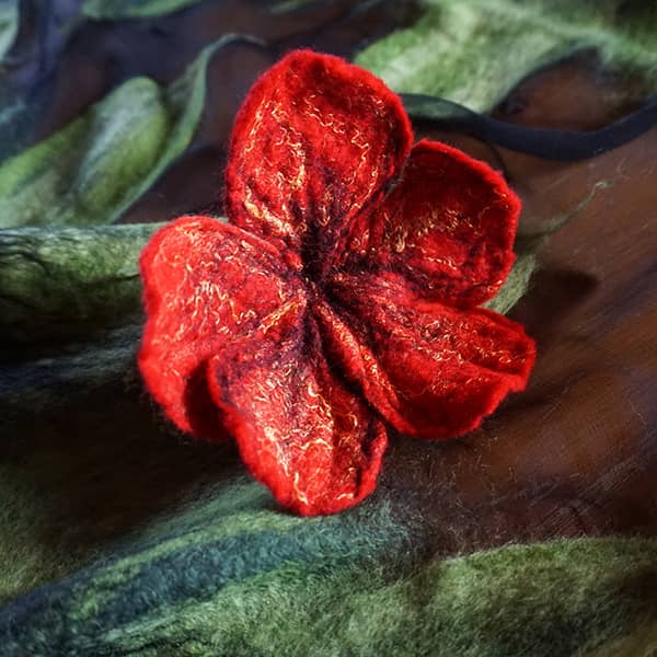 red felted brooche