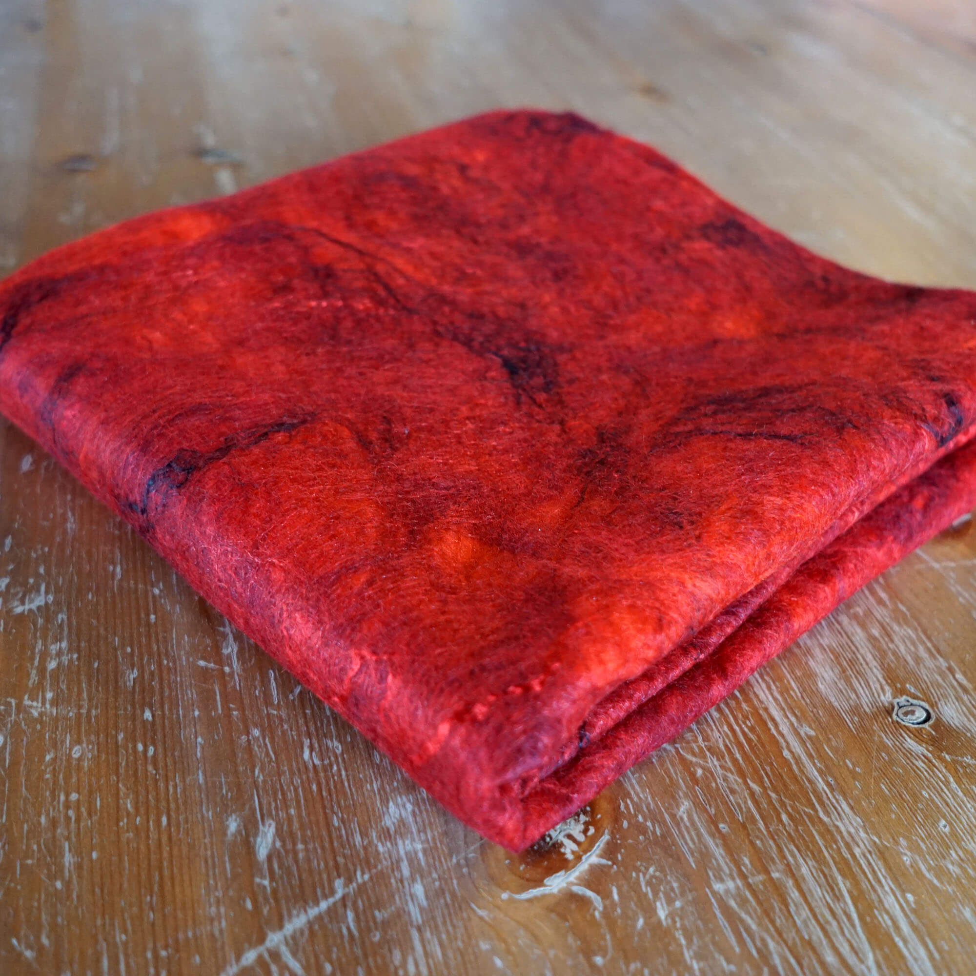 red shawl nuno felting 