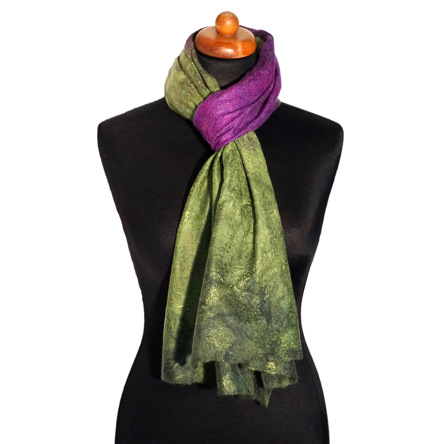 silk and felt scarf handmade