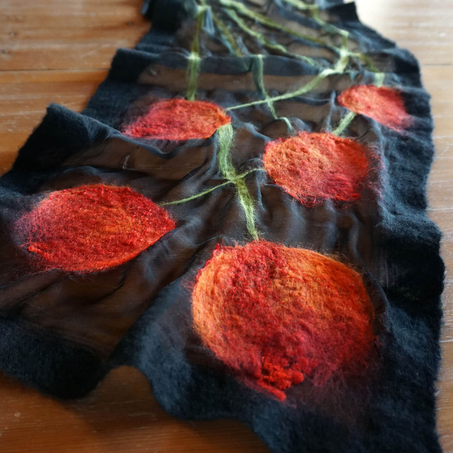 nuno felted scarf with tulips